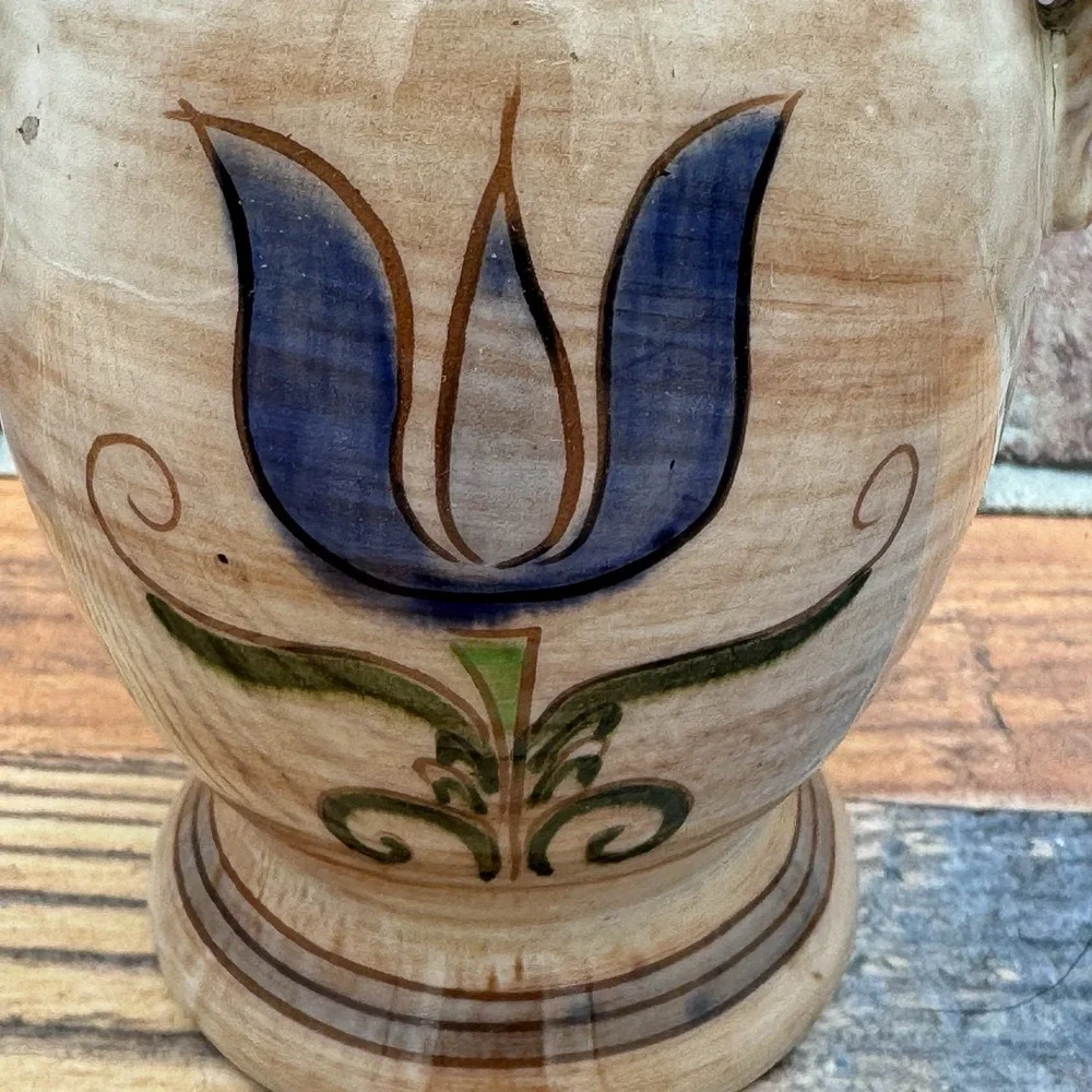 Vintage Stangl Pottery Terra Rose Vase Hand Painted Tulip 3266 Trenton MCM